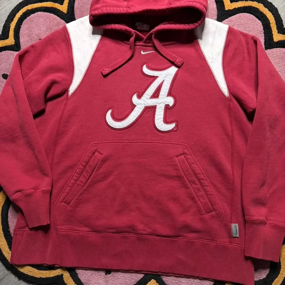 Nike University of Alabama Crimson Tide Center Swoosh Pullover Hoodie Medium Red